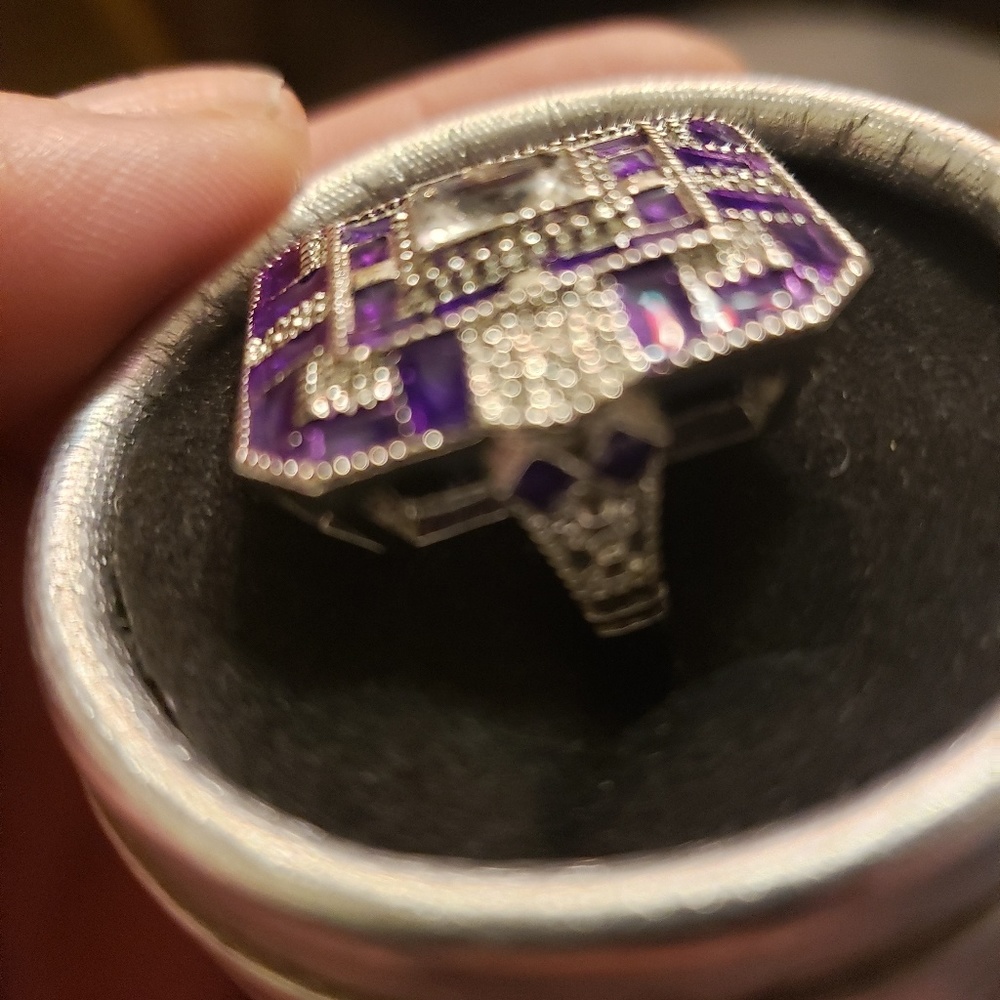 Sterling Silver Amethyst Topaz Statement Ring - Picture 8 of 8